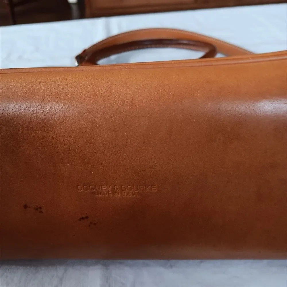 Vtg Dooney & Bourke Satchel Domed Shoulder Strap Leather & Canvas Monogram 80s - Picture 8 of 11